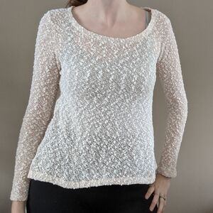 Aeropostale Pink Fluffy Sweater with Lace Back